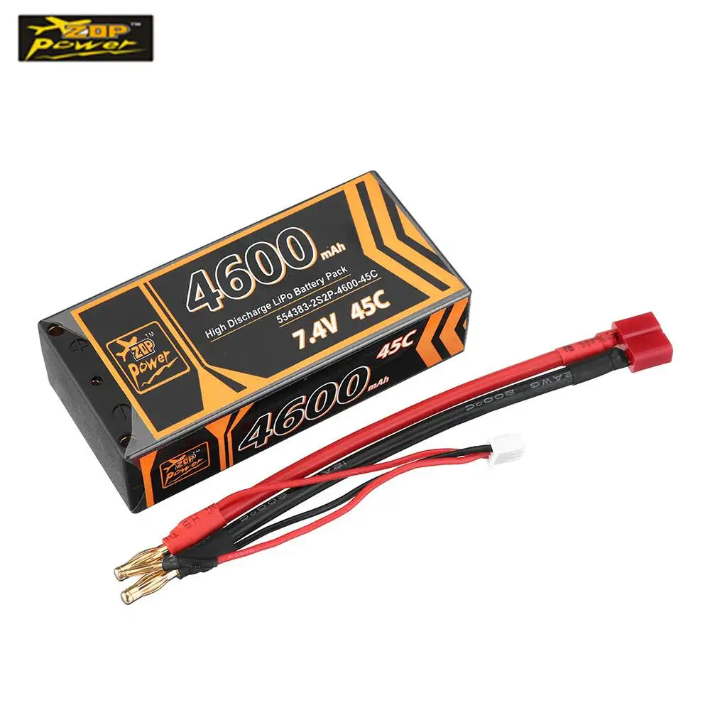 

ZOP Power 7.4V 4600mAh 45C 2S Lipo Battery T Plug for RC Car RC Drone FPV RC Remote Control Toys Spare Parts Accessories