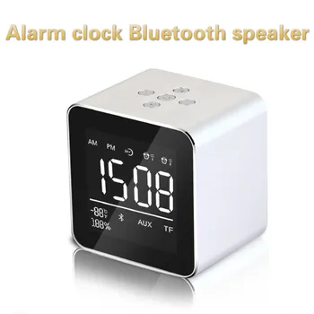 

Digital Alarm Clock Multi Function Quadrate LED Wireless Bluetooth Audio Metal Mini Square Charging LCD Alarm Clock Portable