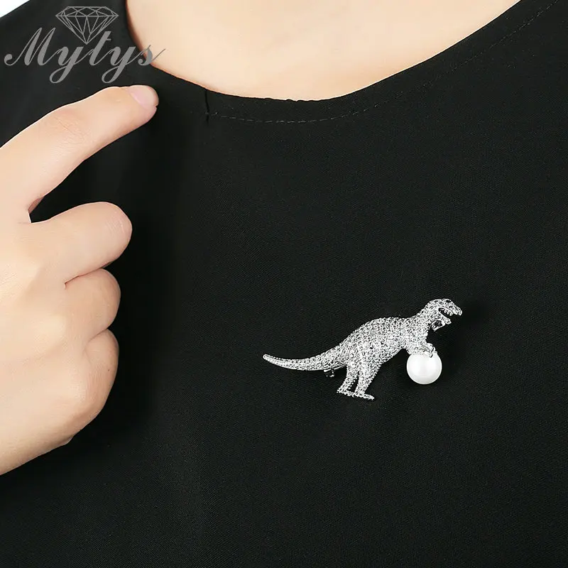 Mytys Micro Pave Setting Cubic Zircon брошь с динозавром заколки для детей и женщин модные милые