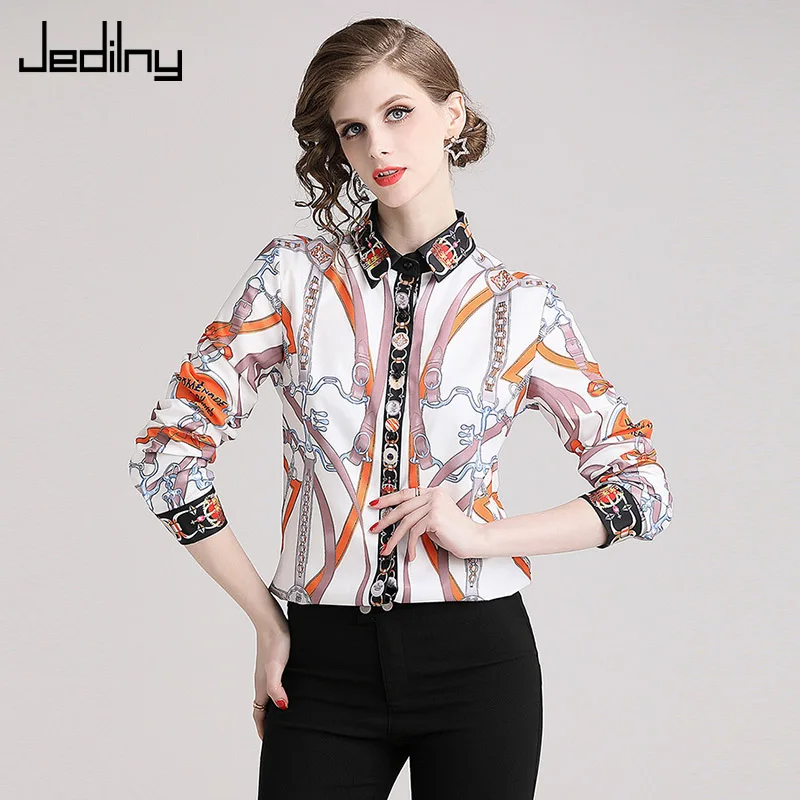 

Casual Women Blouses Long Sleeve Lapel Print Shirt Vintage Blouse Womens Tops Blusas Mujer de Moda 2019