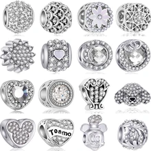 Горячая мода хрустальные цветы Корона сглаза сердца Микки DIY бусины подходят Pandora талисманы браслеты и браслеты для женщин ювелирные изделия подарок