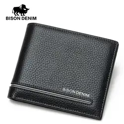 BISON DENIM коровья кожа кошелек мужской натуральная кожа кошелек для мужчин мужской держатель для карт деньги горизонтальный тонкий