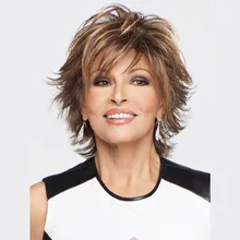 Short Wavy Hair Light Brown Wig natural Fluffy Hair For Women Pixie Cut Brown Layered wig Perruque Synthetic Women curly wig