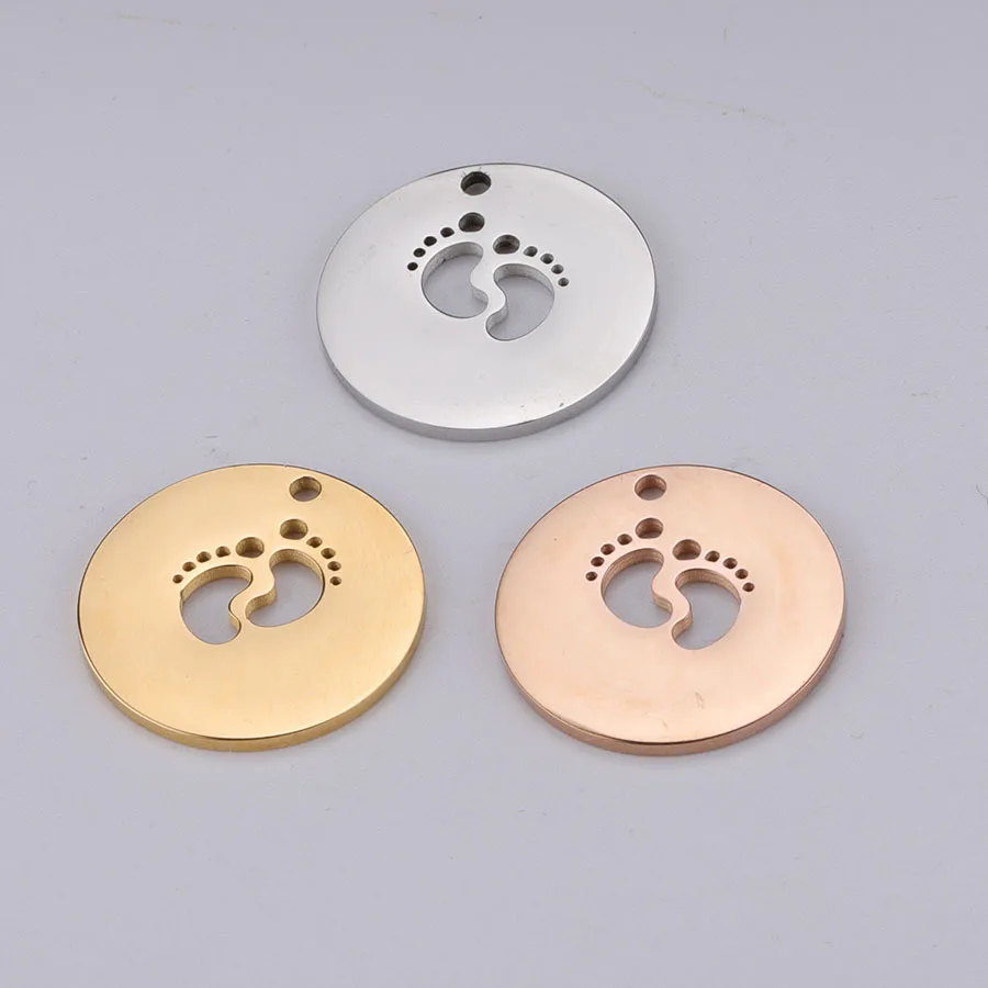 

10pcs/lot 22mm Stainless Steel Feet Charm Double Sided Baby Feet Charms Little Feet Charms Components for Jewelry Making