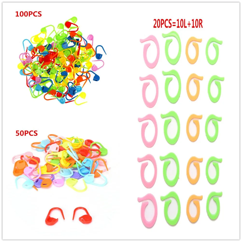 

100pcs/50PCS/20PCS Mix Color Plastic Knitting Tools Locking Stitch Markers Crochet Latch Knitting Tools Needle Clip Hook