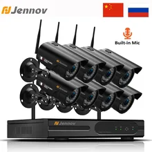 Jennov 8CH 1080P беспроводная Wifi система камер домашней безопасности комплект наружного видеонаблюдения комплект видеонаблюдения ip-камера Wi-Fi 2MP Aduio Cam