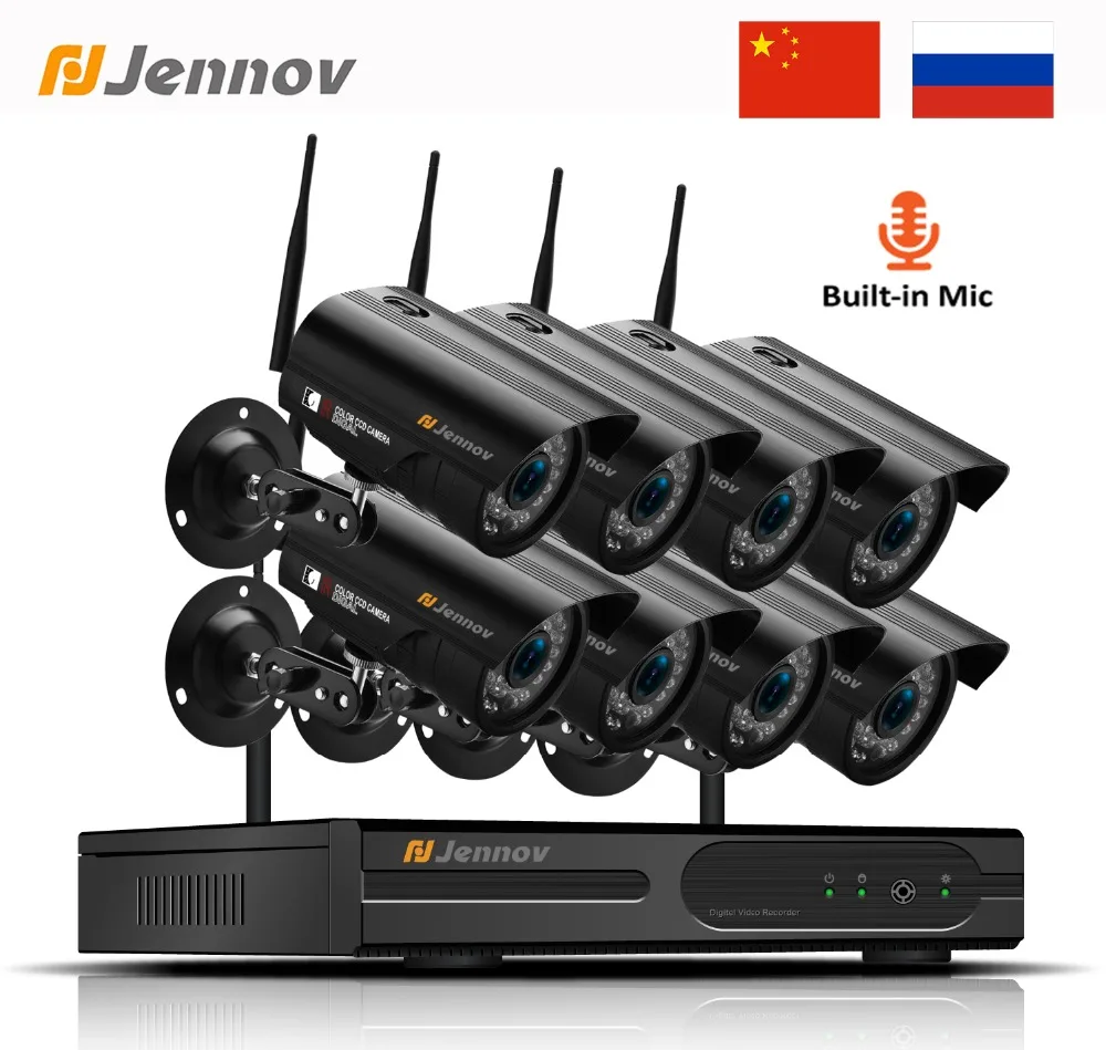 Jennov 8CH 1080 P беспроводная Wi-Fi домашняя камера безопасности Система открытый набор для видеонаблюдения видеонаблюдение комплект ip-камера Wi-Fi