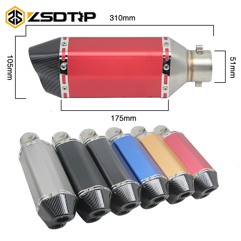 

ZSDTRP 51mm Motorcycle Akrapovic Exhaust Pipe Muffler Moto Bike Pot Escape For Yamaha YZF R1 for Honda CBR250 KTM DUKE Slip-on
