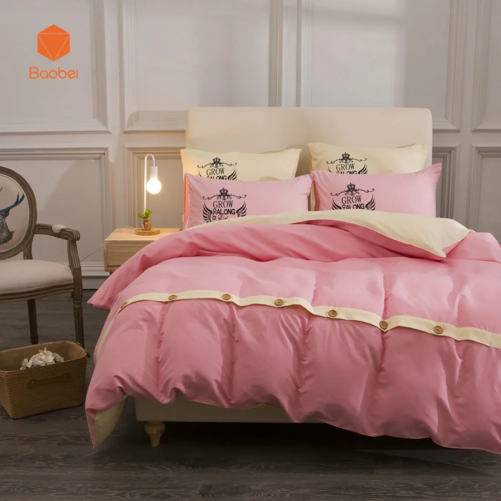 

Solid Bedding Set With Buttons Pillowcase 48x74cm Flatsheet Printed Polyester Duvet Cover Set Twin Queen King SizeSj88