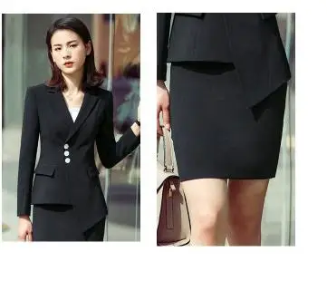 YAUAMDB, женские костюмы с юбкой, летние S-4XL, Женский блейзер, комплект одежды, блейзер+ облегающая юбка, 2 шт., для девушек, офиса, тонкая одежда, ly136 - Цвет: Черный