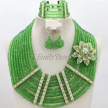 Потрясающий светло-зеленый костюм в африканском стиле, Ювелирный Комплект, индийский нигерийский Свадебный подарок, ювелирный набор, новейшая, ALJ135
