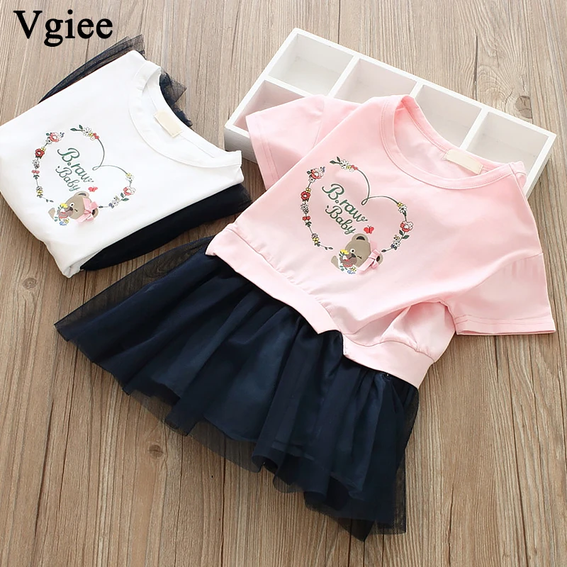 

Vgiee Dress for Baby Girls Dresses 2019 Summer Party Princess Dress Print for Bear Mesh Little Girls Clothing CC279