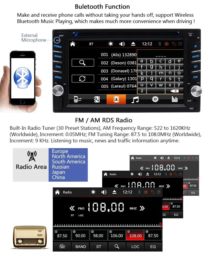Excellent Car Stereo Autoradio 2Din Touch Screen GPS Navigation Support DVD Video Bluetooth FM Radio Receiver SD/USB Wireless Rear Camera 4 Excellent Car Stereo Autoradio 2Din Touch Screen GPS Navigation Support DVD Video Bluetooth FM Radio Receiver SD/USB Wireless Rear Camera 4