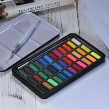 36 цветов, одноцветная Акварельная краска, пигмент, водяная кисть Акварельная бумага, металлическая коробка для художников, краски, принадлежности для рисования