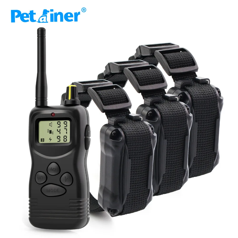 

Petrainer 900-3 1000M Remote Training Collar For 3 Dogs With Electric Shock And Vibration Function