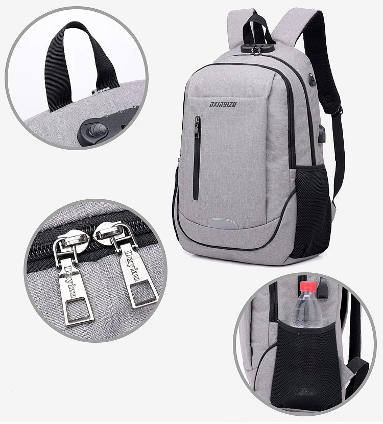 Anti Theft замок рюкзак для мужчин ноутбука 15,6 дюймов Usb зарядка Оксфорд Back Pack мужской мешок большой Mochila школьные ранцы