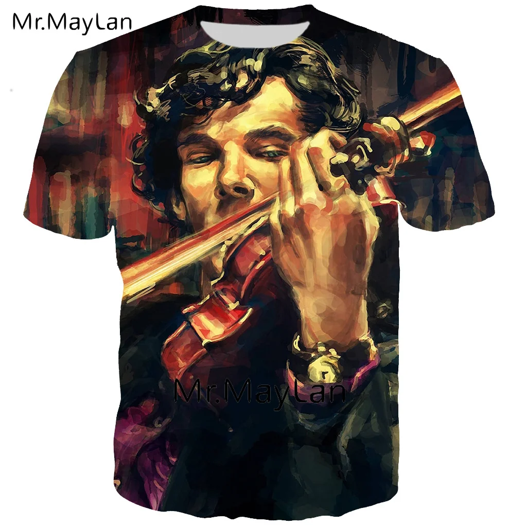 

Harajuku 3D Print Sherlock Fiddle Tee Shirt Men/women Gothic Streetwear T Shirt Men'x Fashion Tshirt Juvenil Clothes Big Size