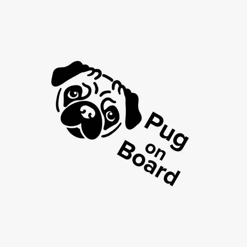 

12.7CM*5.6CM PUG ON BOARD Vinyl Car Sticker Decal Black Silver GS3541