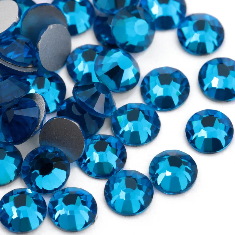 Стразы с блестками и кристаллами AB, SS3-SS34, не горячая фиксация, плоская задняя сторона, шитье стразами и ткань, стразы для одежды, камень для дизайна ногтей - Цвет: Cape Blue