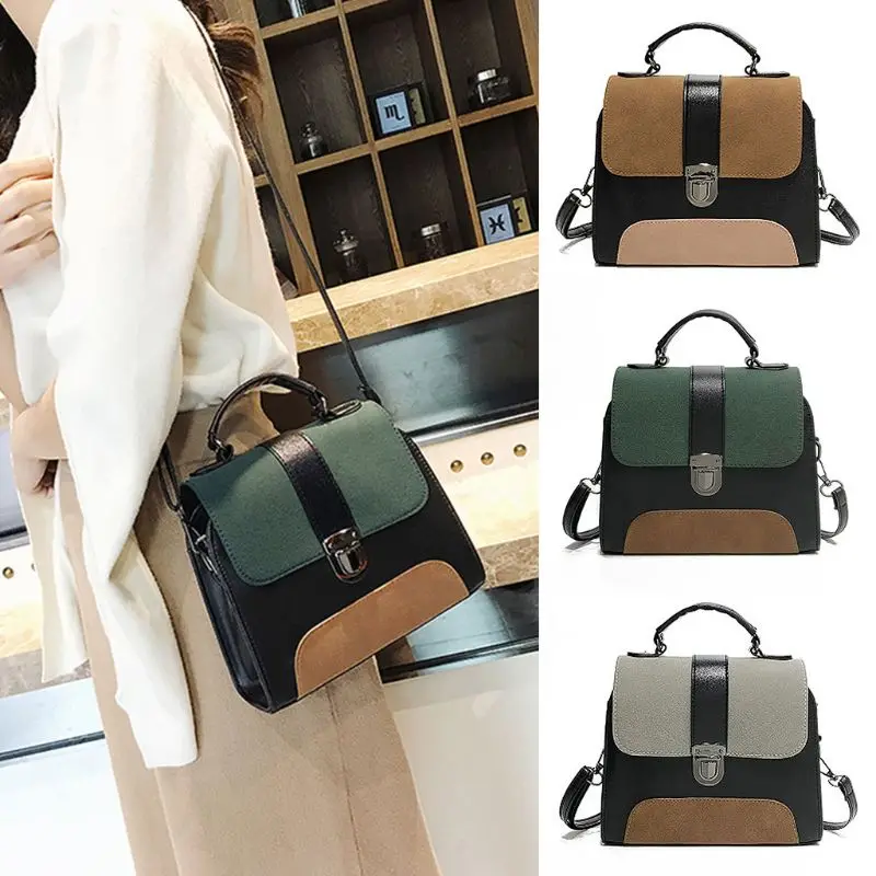 

Women Patchwork Shoulder Bag PU Leather Handbags Messenger Crossbody Hobo Satchel Purse Top Handle Bags