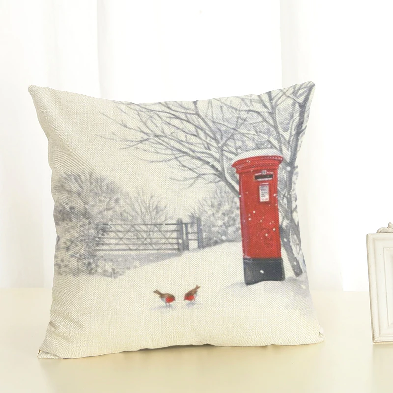 

Cartoon lovely deer snow Printed Christmas pillow Cotton linen Home Decorative Cushion Cover cojines decorativos para sofa