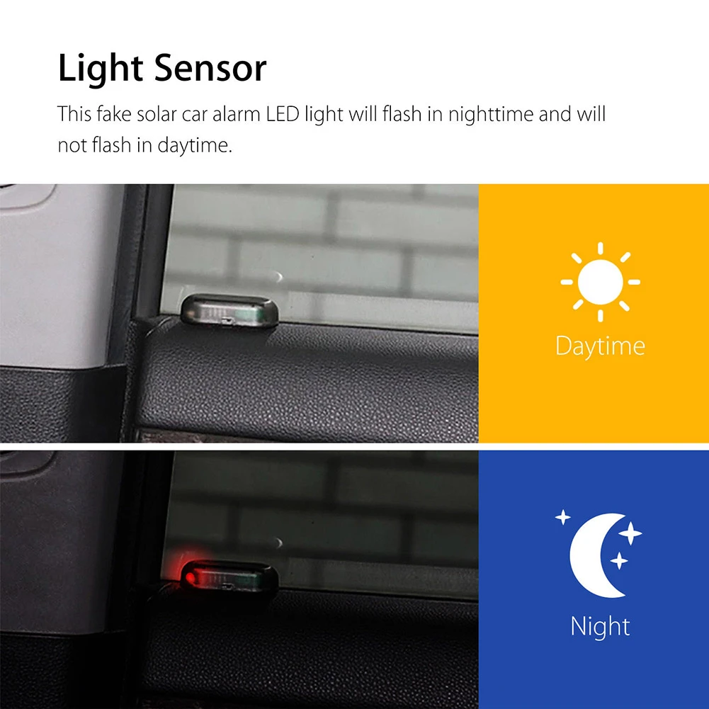 Fake Solar Led Car Alarm Light Security System Warning Theft Flash Accessories