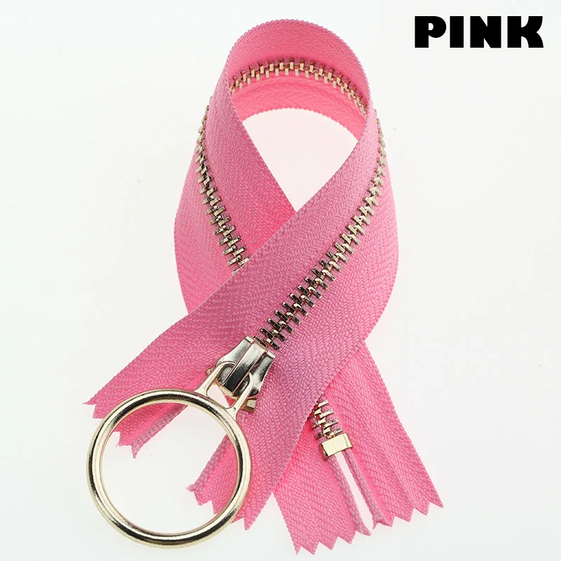 5#2 шт 20 см закрывающийся автоматический замок Платиновое Покрытие розовое золото молния использовать для одежды обувь карман одежды - Цвет: Pink