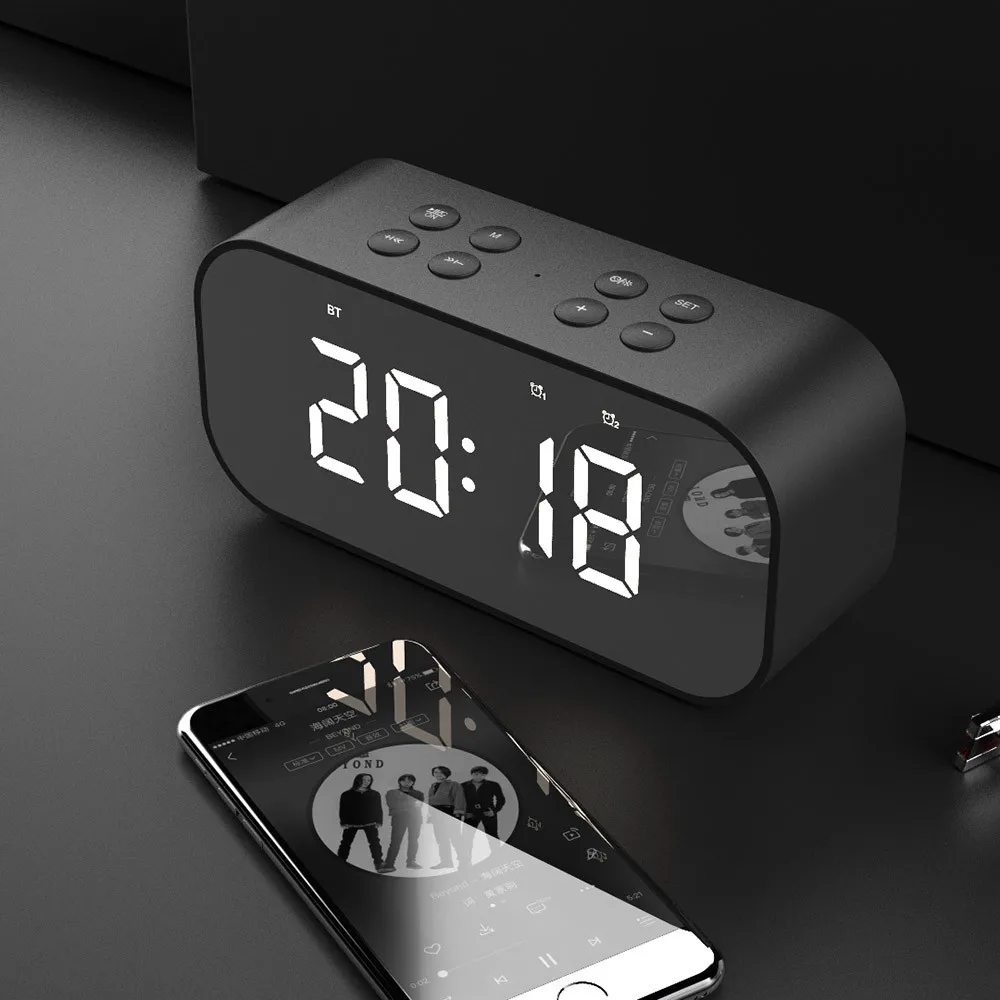 Портативный динамик Exelvan с Bluetooth будильником 5 0 стерео звуковая колонка цифровая