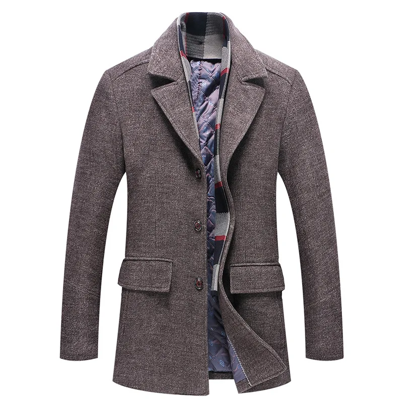 New Winter High quality Men's Wool Jacket Coat Fashion Business Thicken Woolen Trench Coat Male Detachable Scarf collar Overcoat New Winter High quality Men's Wool Jacket Coat Fashion Business Thicken Woolen Trench Coat Male Detachable Scarf collar Overcoat