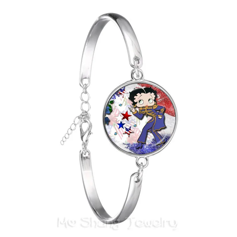 Романтический фон Sexy Betty Boop серии узорный стеклянный купол браслет DIY покрытые