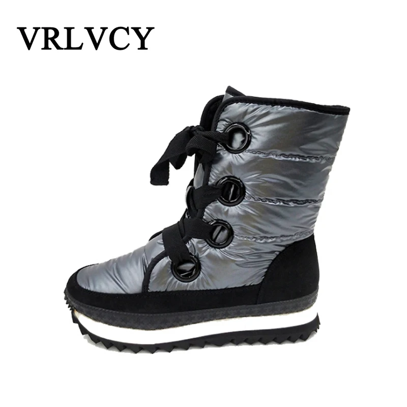 

2018 winter new snow boots waterproof cotton boots warm non-slip boots in the round head with thick platform casual shoes