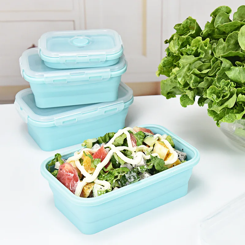 Силиконовая складная Bento силиконовая коробка для ленча контейнер хранения еды