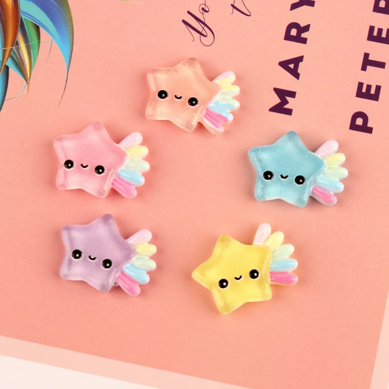 

5pcs/lot Resin Smile Little star Decoration Crafts Kawaii Flatback Cabochon Embellishments For Scrapbooking DIY AccessoriesButto
