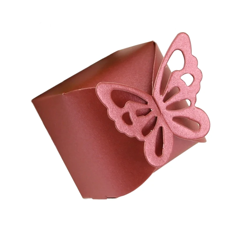 TFBC-50 шт Бабочка Конфета в подарок коробки торт стиль для свадебной вечеринки фиолетовый, красный - Цвет: Red