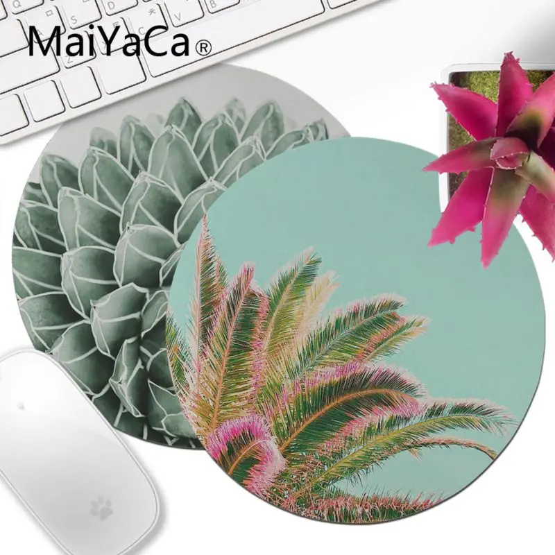 Удобный круглый коврик для мыши MaiYaCa с суккулентами блестящий игровой