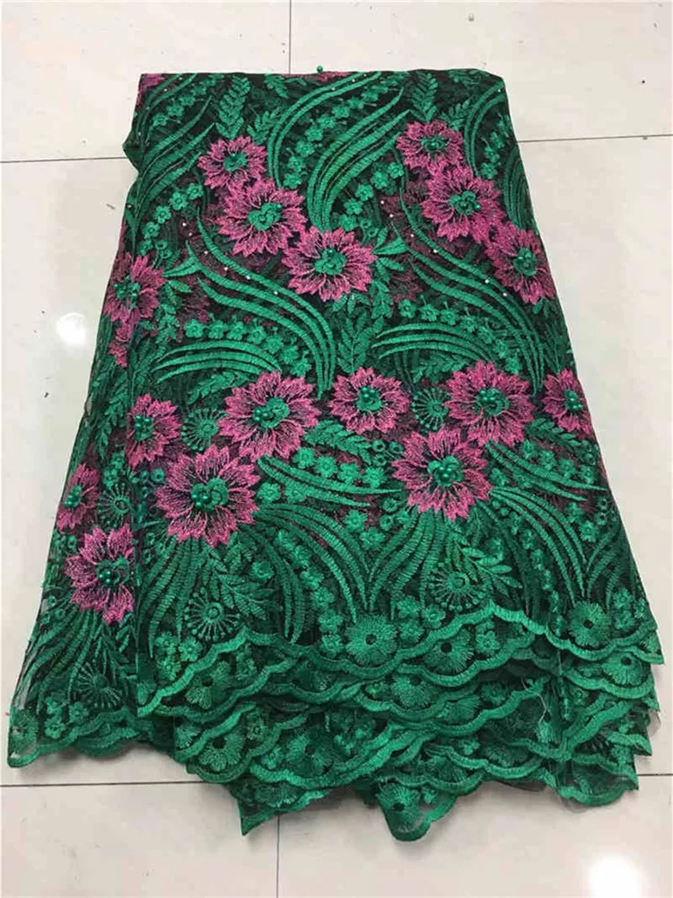 

New Arrivals High quality nigerian 2019 french tulle net lace with Corful african lace fabric for party dress 5yards/lot NX571z