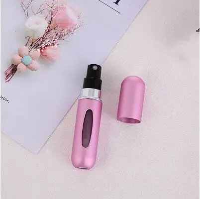 Портативная 5 мл многоразовая мини-парфюмерная бутылка с пульверизатором для путешествий ароматизатор спрей-кейс духи безвоздушный насос косметический контейнер LYQ - Цвет: Pink
