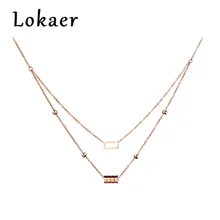 Lokaer, классическое ожерелье из нержавеющей стали с геометрическим цилиндром и квадратным чокером, ювелирное изделие, симпатичное ожерелье с подвеской для женщин N170460400R