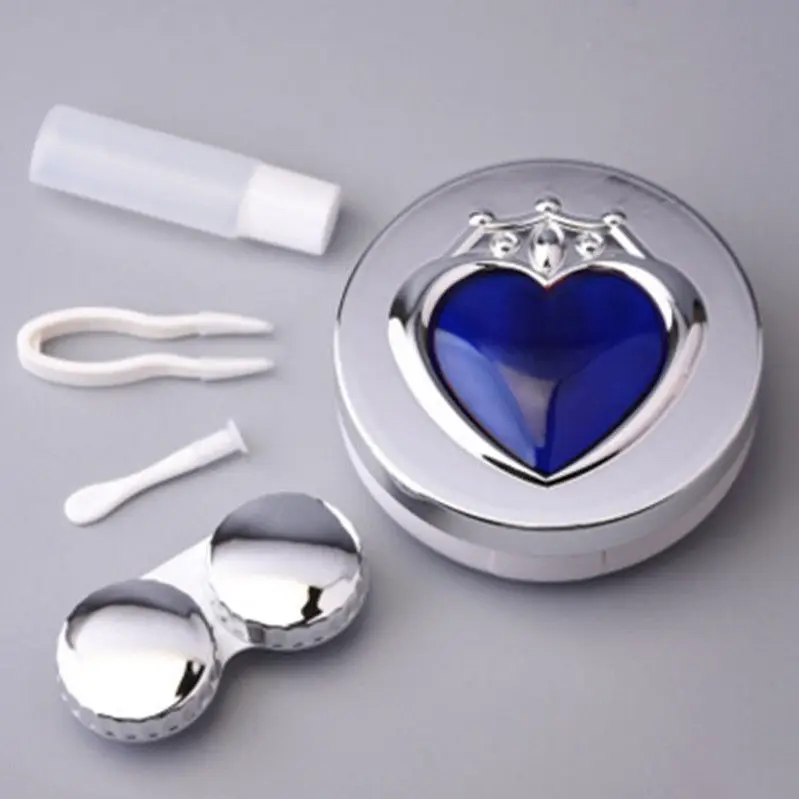 Аниме Сейлор Мун Косплей сердце круглые контактные линзы коробка очки для путешествия чехол для объектива Держатель Косплей коллекция Женский Рождественский подарок - Цвет: BLUE-Silver