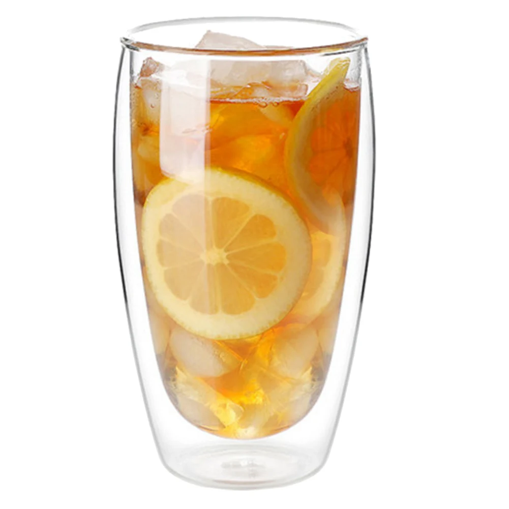Двухслойная стеклянная чашка для питья чая кофе латте сок товары для дома, кухни WXV - Цвет: 450ML