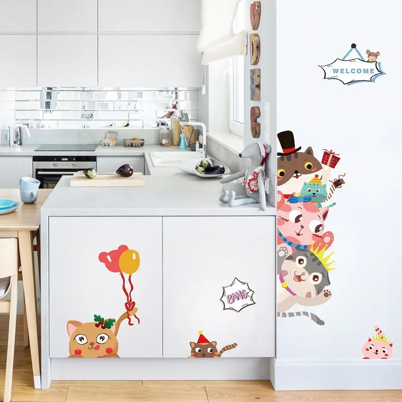 الكرتون القط الحيوانات ملصقات جدار DIY الأطفال جدارية الشارات للأطفال غرف الطفل خزانة غرفة النوم باب الديكور الكرتون القط الحيوانات ملصقات جدار DIY الأطفال جدارية الشارات للأطفال غرف الطفل خزانة غرفة النوم باب الديكور