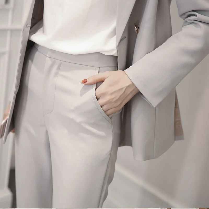 Classic female costume women's suits with pants Casual double-breasted black suit jacket female Fashion trousers suit work suit