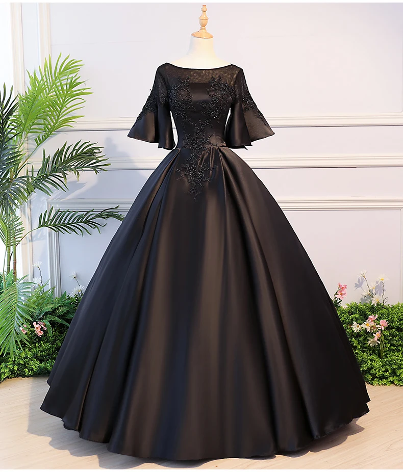 

Hot Luxury Black Flare Sleeve Princess Cosplay Wonderland Medieval Dress Renaissance Gown Queen Victoria Belle Ball