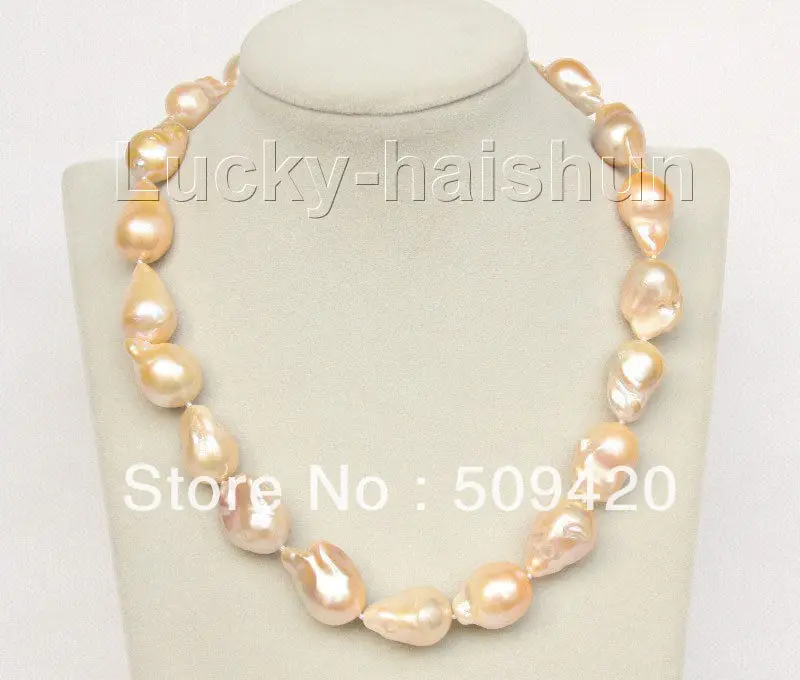 

Free ShippingAAA natural 18" 25mm Baroque pink Reborn keshi pearls necklace
