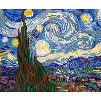 

Painting By Numbers DIY Dropshipping 50x65 60x75cm Blue rotating starry sky Scenery Canvas Wedding Decoration Art picture Gift