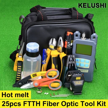 

25pcs Fiber Optic FTTH Tool Kit with SKL-6C Fiber Cleaver and Optical Power Meter 10mW Visual Fault Locator