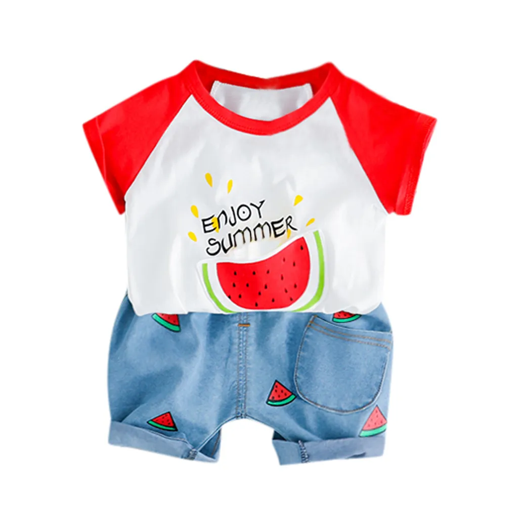 MUQGEW toddler boy clothes set Baby Kids Boys Girls Watermelon Letter