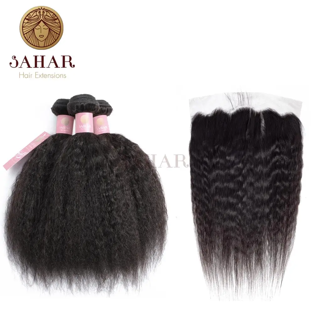 

Sahar Brazilian Hair Kinky Curly Weave Non-remy Extension 100% Human Hair 3/4+1 Bundles With Closure Nature Color SHPKW