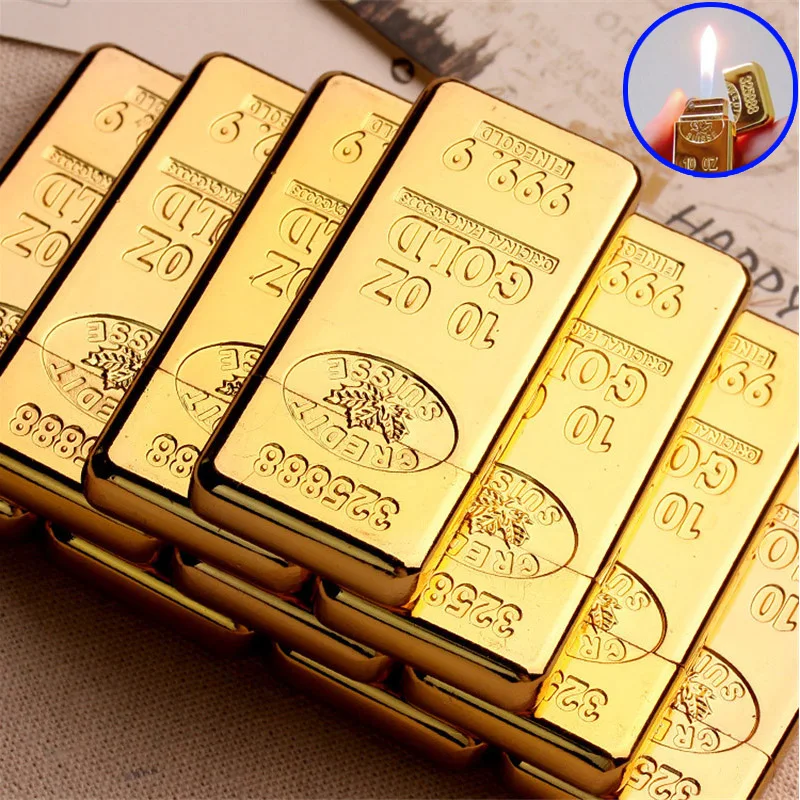 

Luxury Metal Butane Lighter Gasoline Lighter Inflated Gas Bullion Oil Compact Jet Lighter Grinding Wheel Bar Gold Brick Fire
