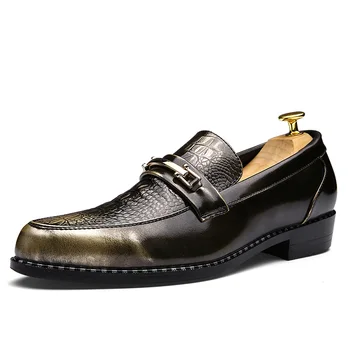 

Vintage Alligator Leather Shoes Men Pointed Toe Men Shoes Casual Slip On